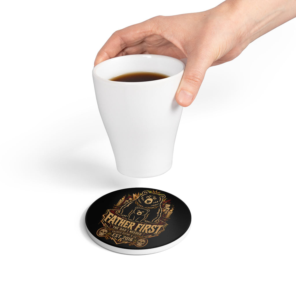 Father First Bear Ceramic Coaster