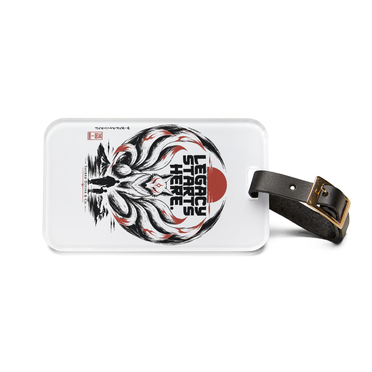 Sacred Divine & Co. Legacy Starts Here Luggage Tag — Japanese-Inspired Graphic Travel ID