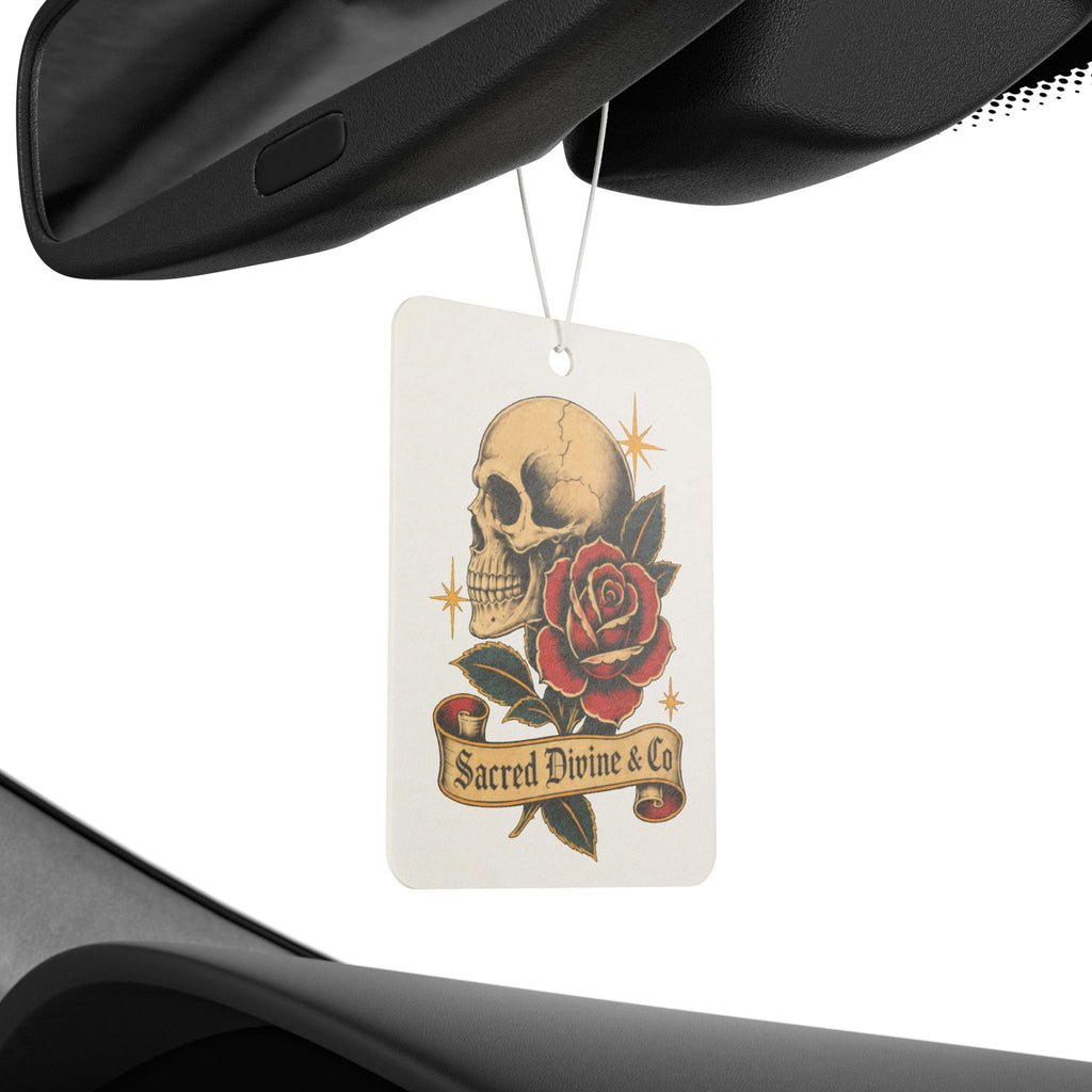 Skull & Rose Banner Car Air Freshener