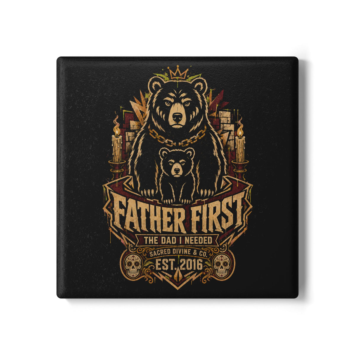 Father First Bear Ceramic Coaster
