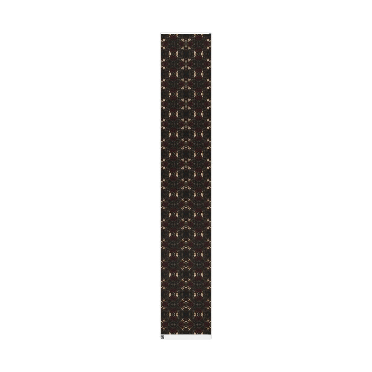 Tall narrow view of Dark Vintage Floral wrapping paper showing the repeating design across the printed strip.