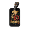 Sacred Divine & Co. Skull & Rose Luggage Tag — Vintage Tattoo Travel ID