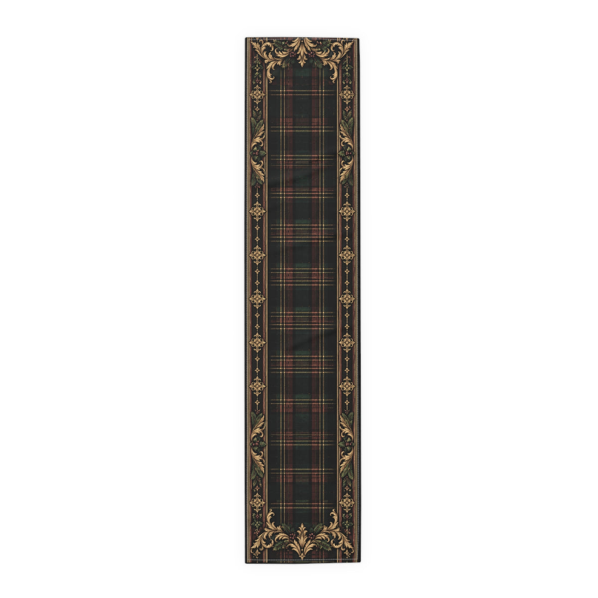 Gallery image 2: Vintage Tartan Plaid Table Runner featuring cotton twill table runner with tartan plaid and vintage flourishes.