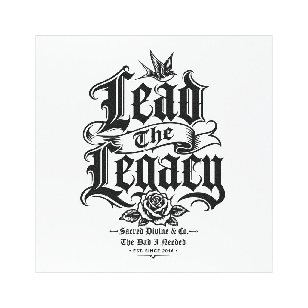 Sacred Divine & Co. Lead the Legacy Car Magnet — Black Gothic Script Racing Decal