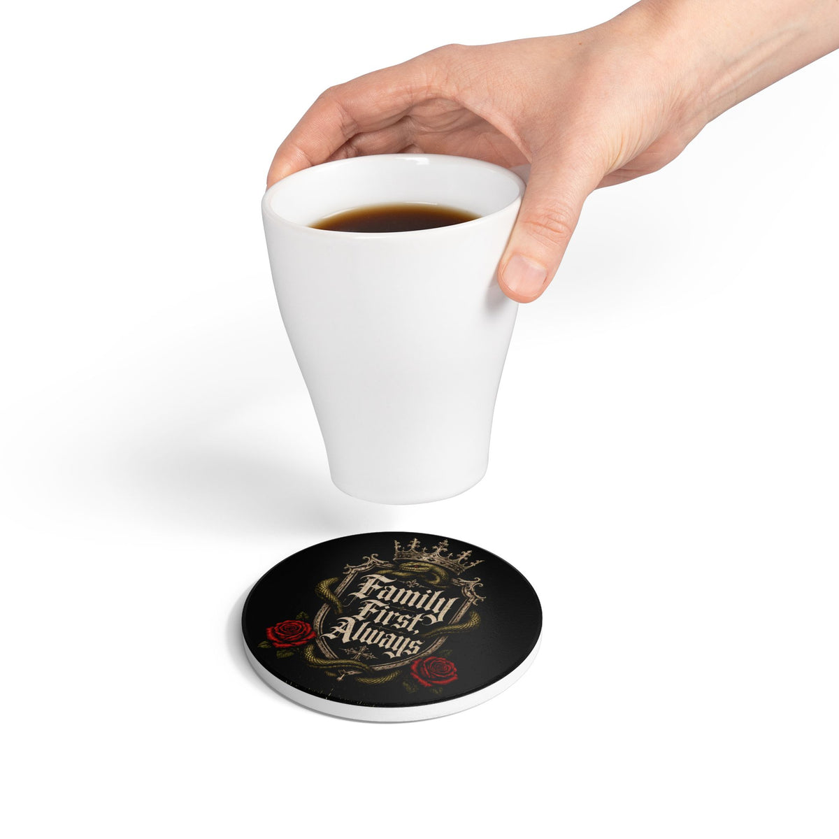 Family First Always Ceramic Coaster