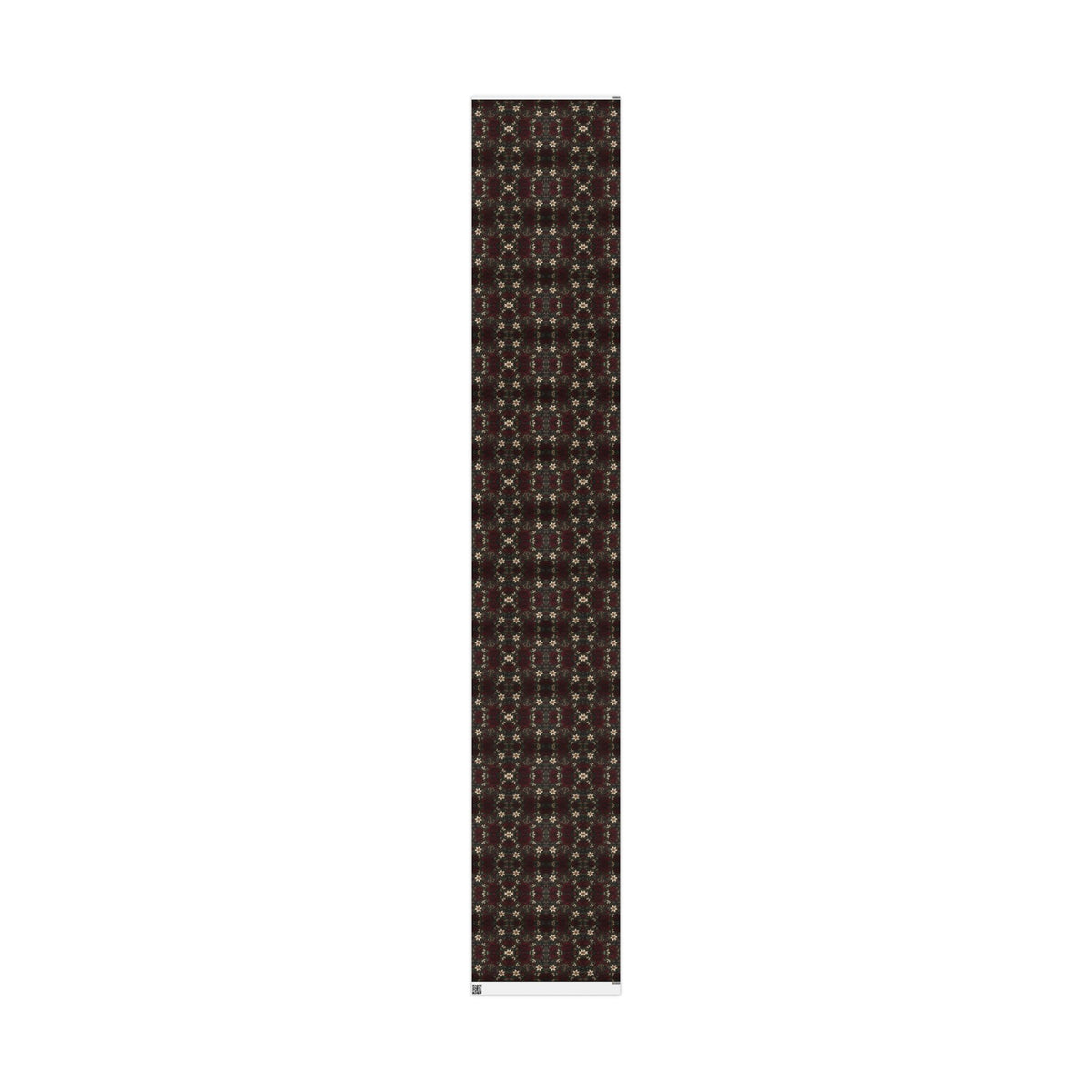 Tall narrow view of Burgundy Floral Pattern wrapping paper showing the repeating design across the printed strip.