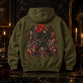 Gothic Vampire Art Hoodie — Dark Red Moon Graphic Fleece