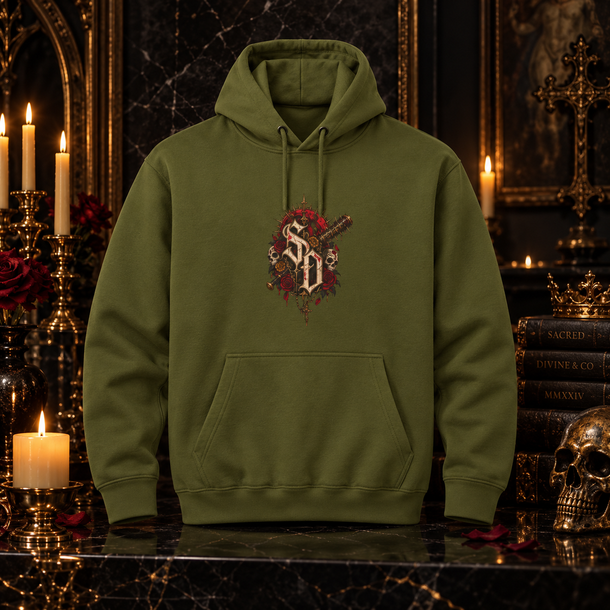 Gothic Skull Shrine Hoodie Sacred Divine gothic streetwear product view