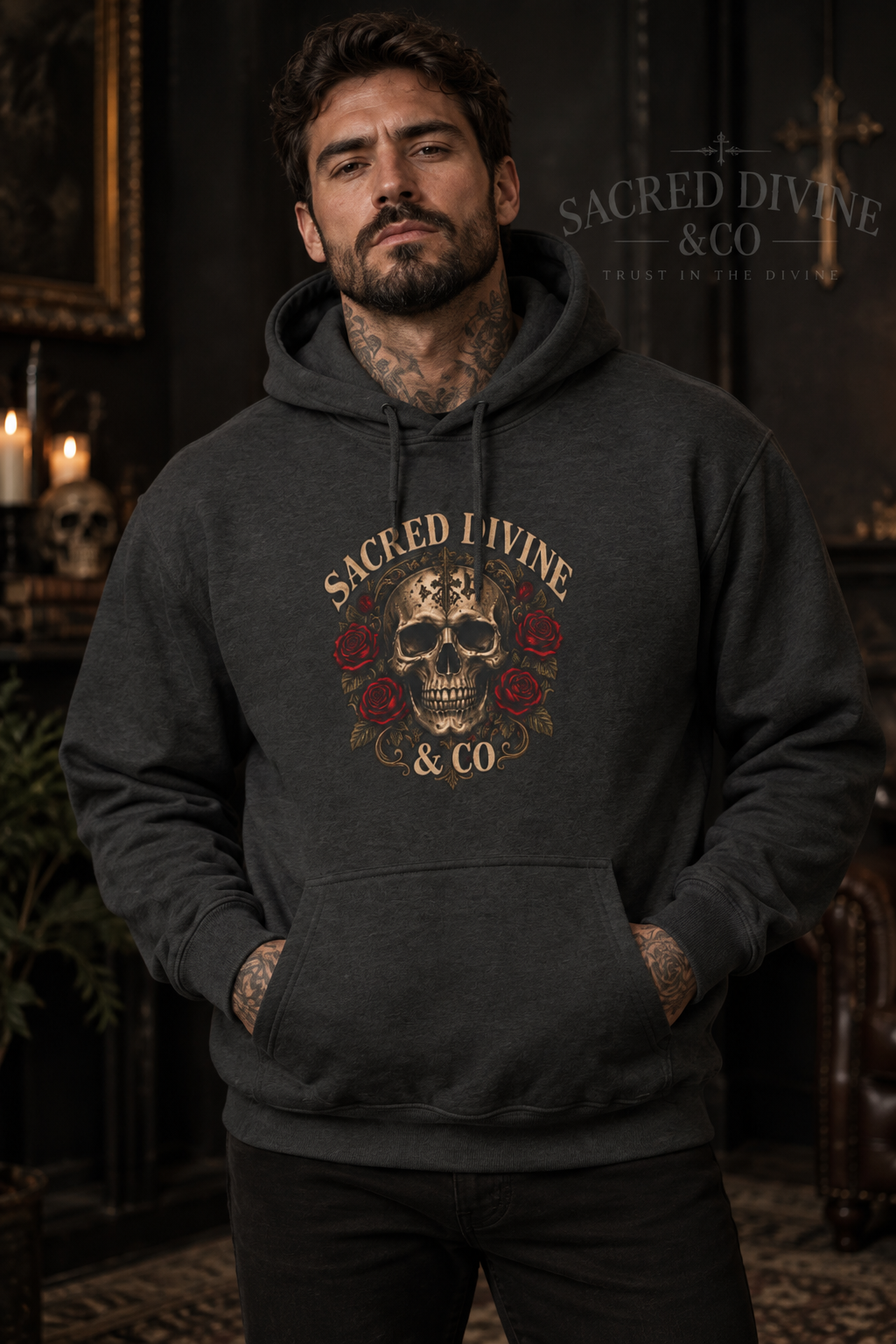Vintage Skull & Roses Hoodie
