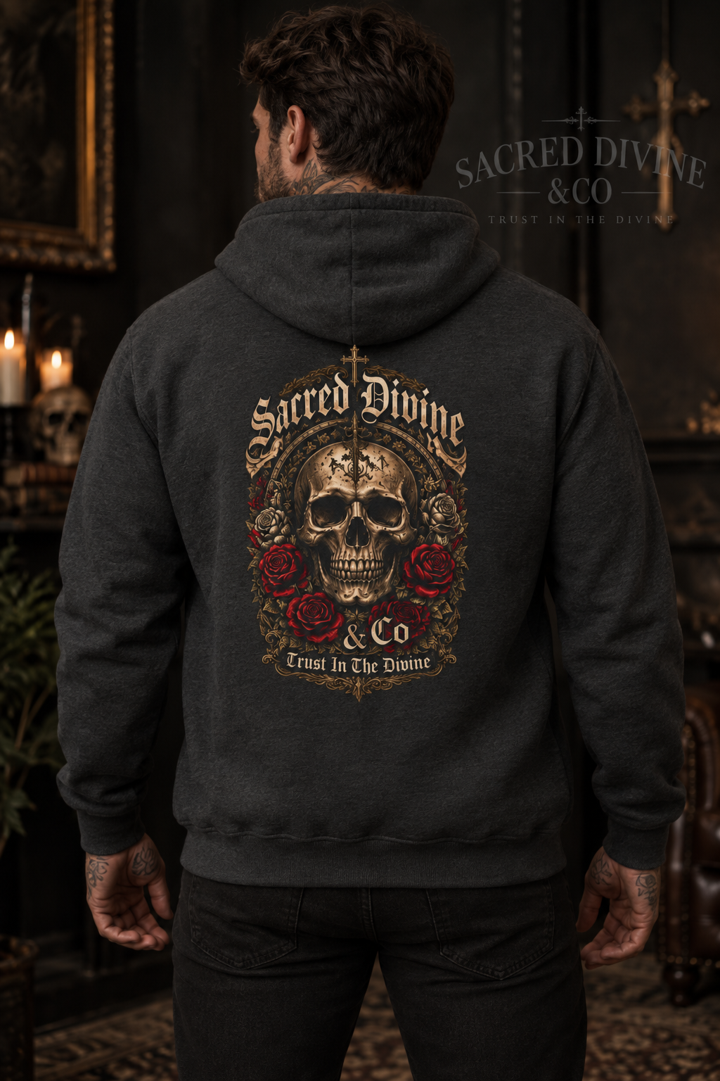 Vintage Skull & Roses Hoodie