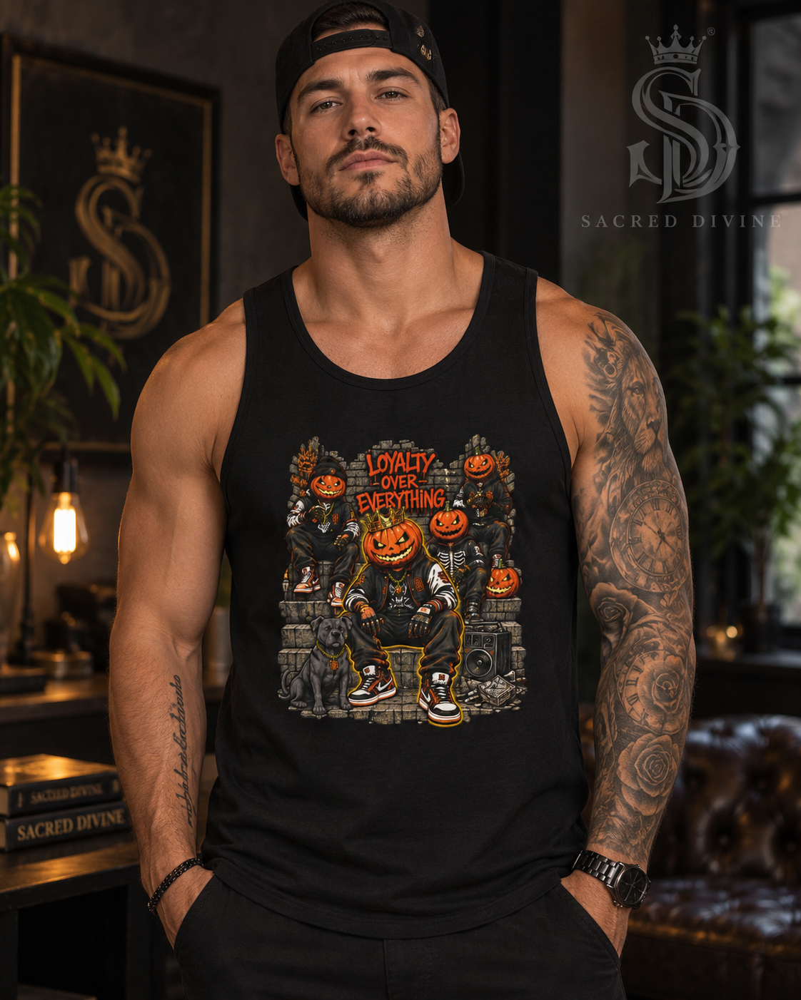 Pumpkin Crew Loyalty Tank Top with Halloween character artwork