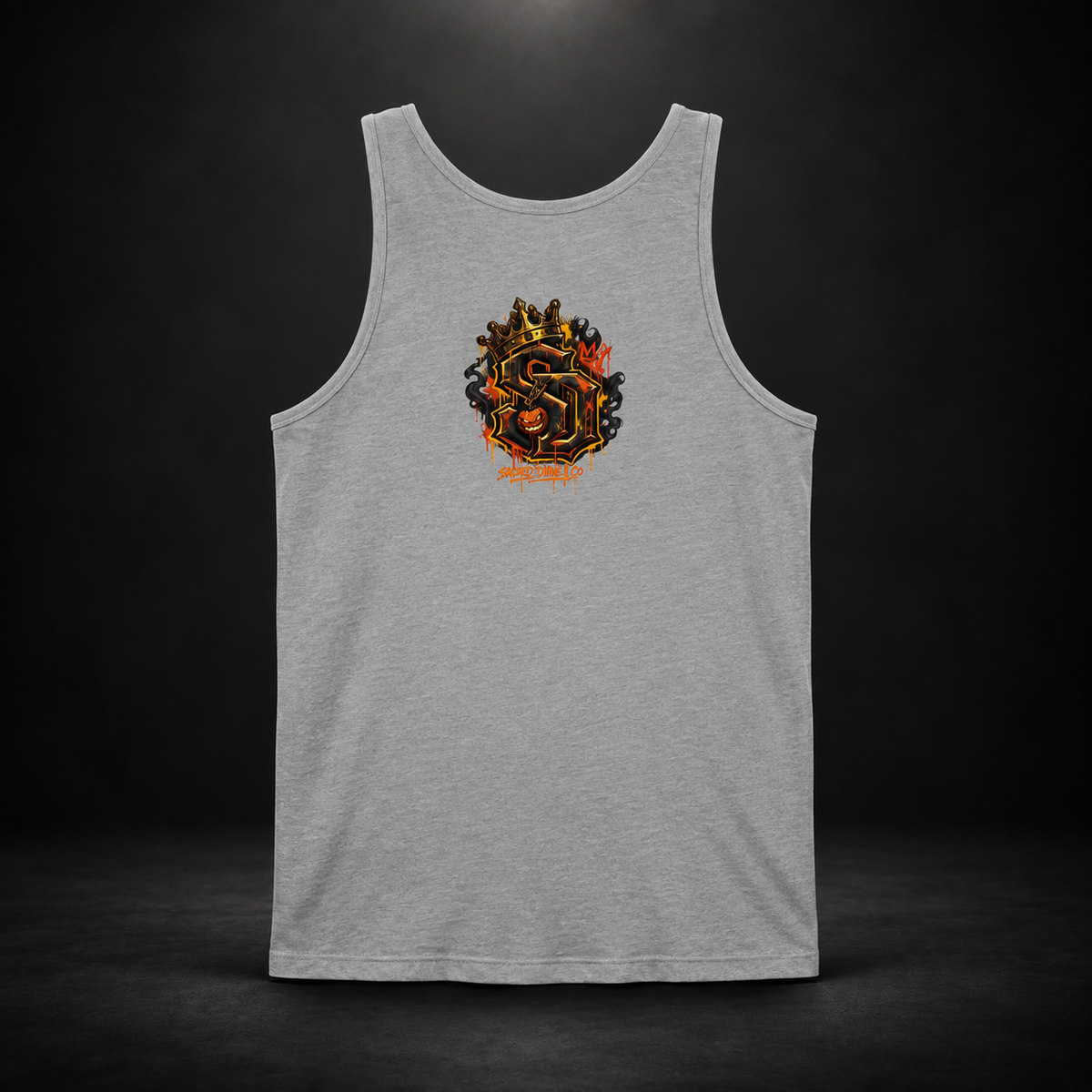Pumpkin Crew Loyalty Tank Top with playful dark character design
