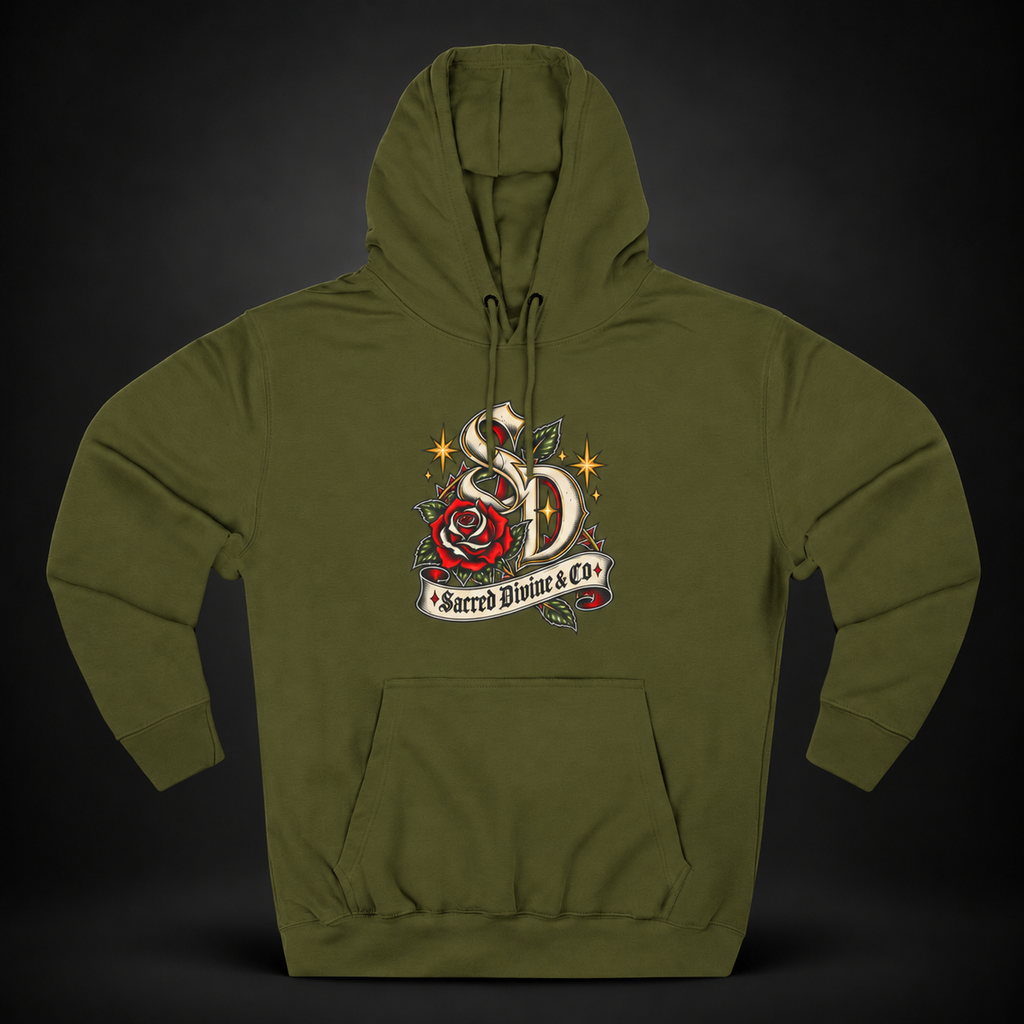Retro Skull & Rose Hoodie dark streetwear graphic presentation