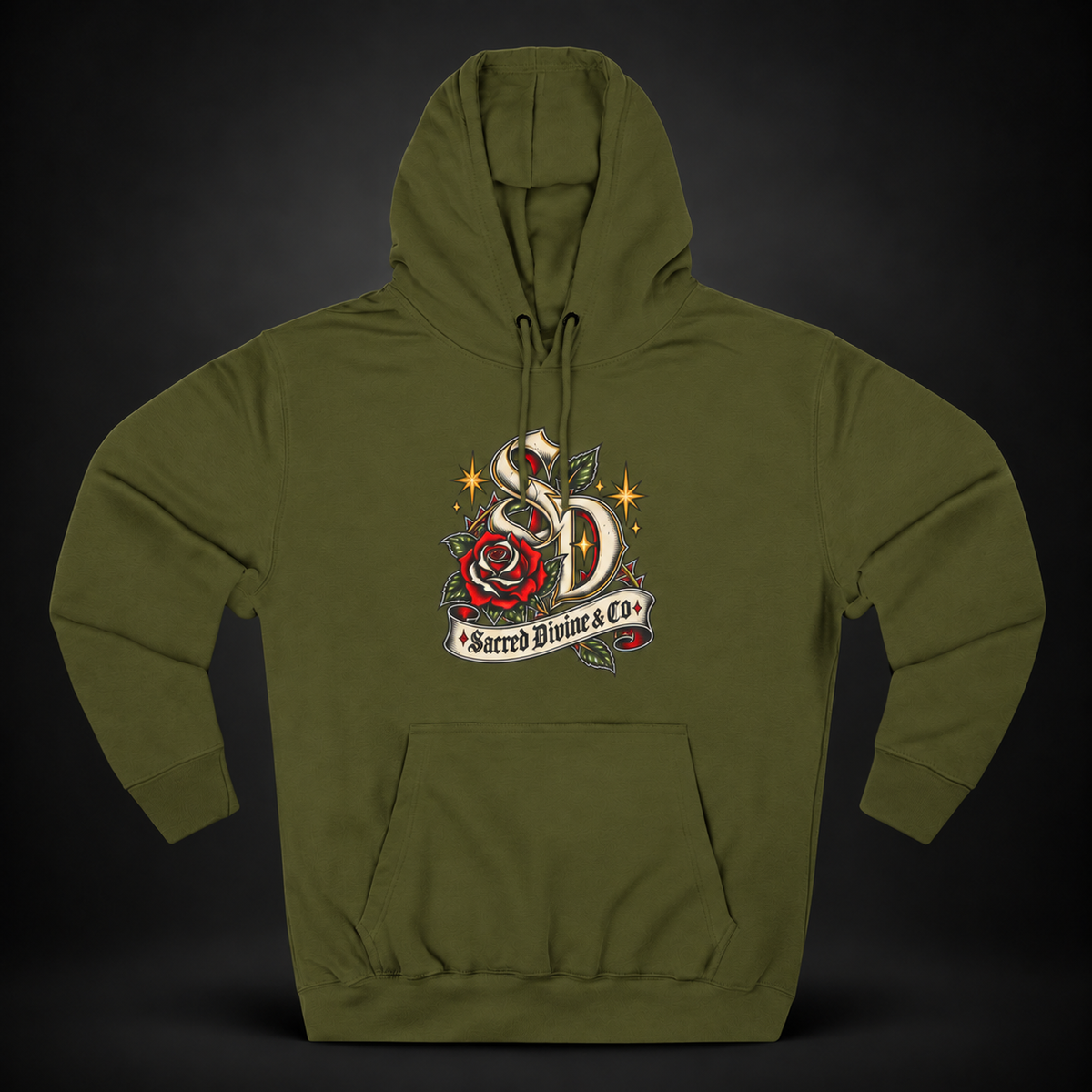 Retro Skull & Rose Hoodie dark streetwear graphic presentation