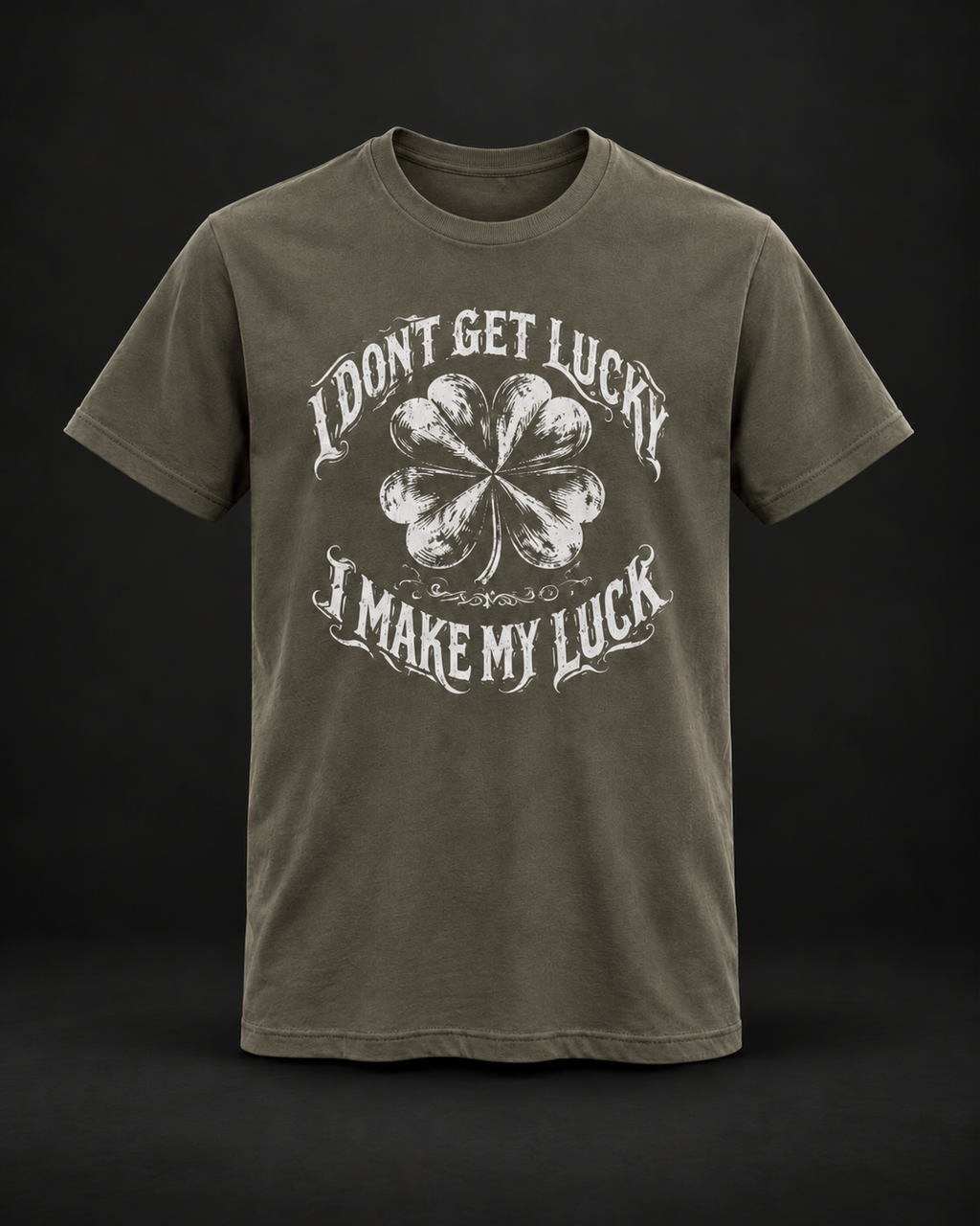 Sacred Divine & Co. I Make My Luck Clover graphic T-shirt.