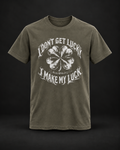 Sacred Divine & Co. I Make My Luck Clover graphic T-shirt.