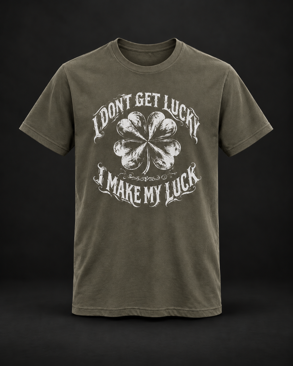 Sacred Divine & Co. I Make My Luck Clover graphic T-shirt.