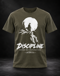 Sacred Divine & Co. Discipline Needs No Motivation graphic T-shirt.
