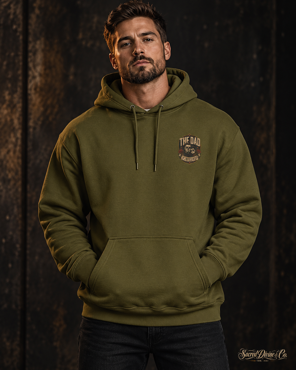 Father First Día de los Muertos graphic fleece hoodie by Sacred Divine & Co. — product gallery image 5 of 17