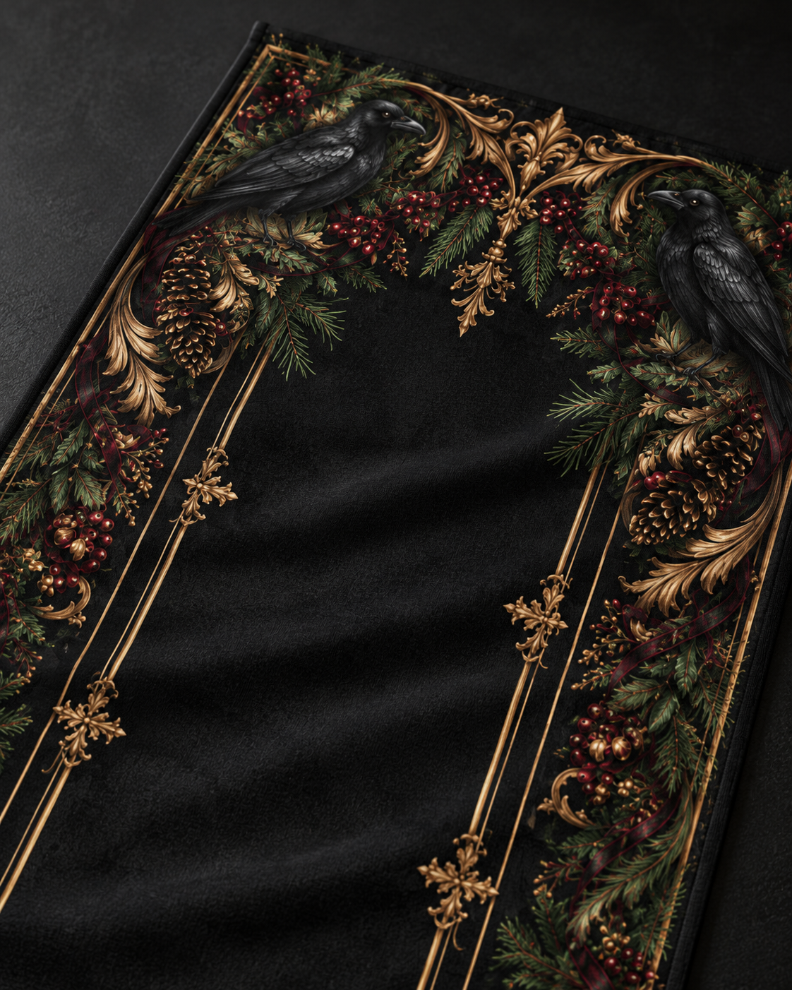 Gallery image 5: Gothic Floral Table Runner — Polyester featuring polyester table runner with an ornate gothic floral design.