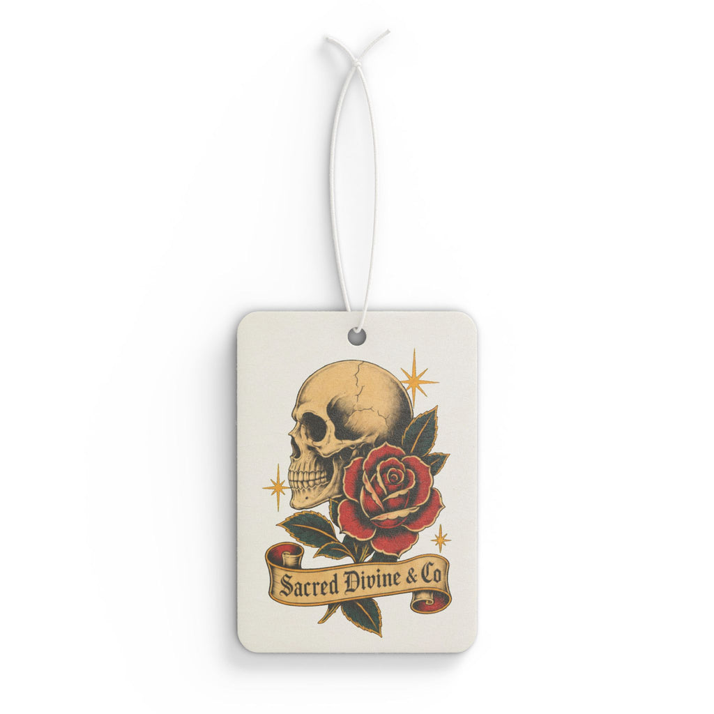 Skull & Rose Banner Car Air Freshener