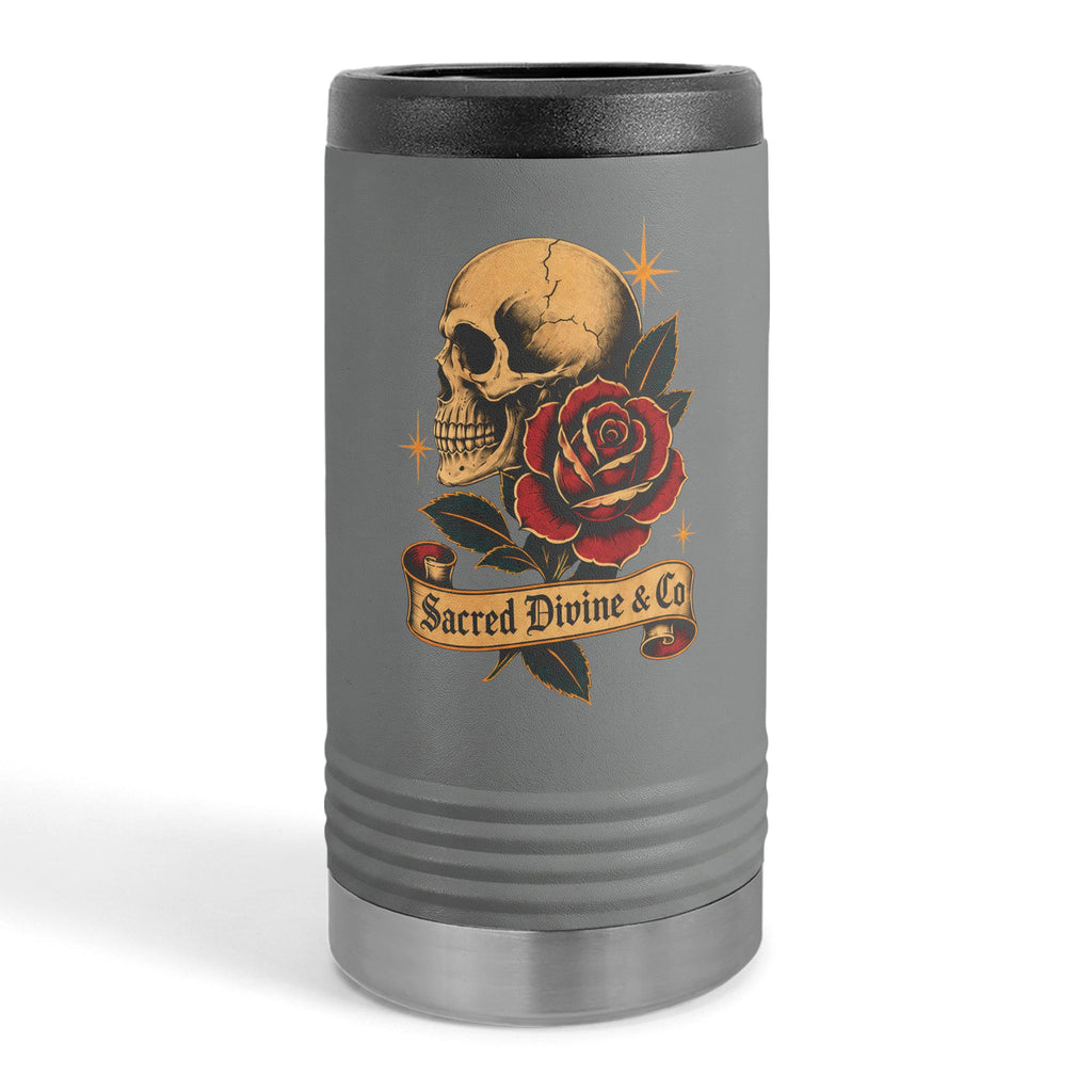 Skull & Rose Slim Can Holder