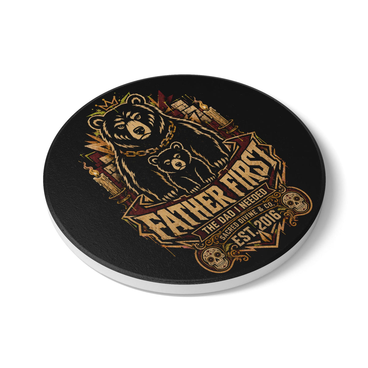 Father First Bear Ceramic Coaster