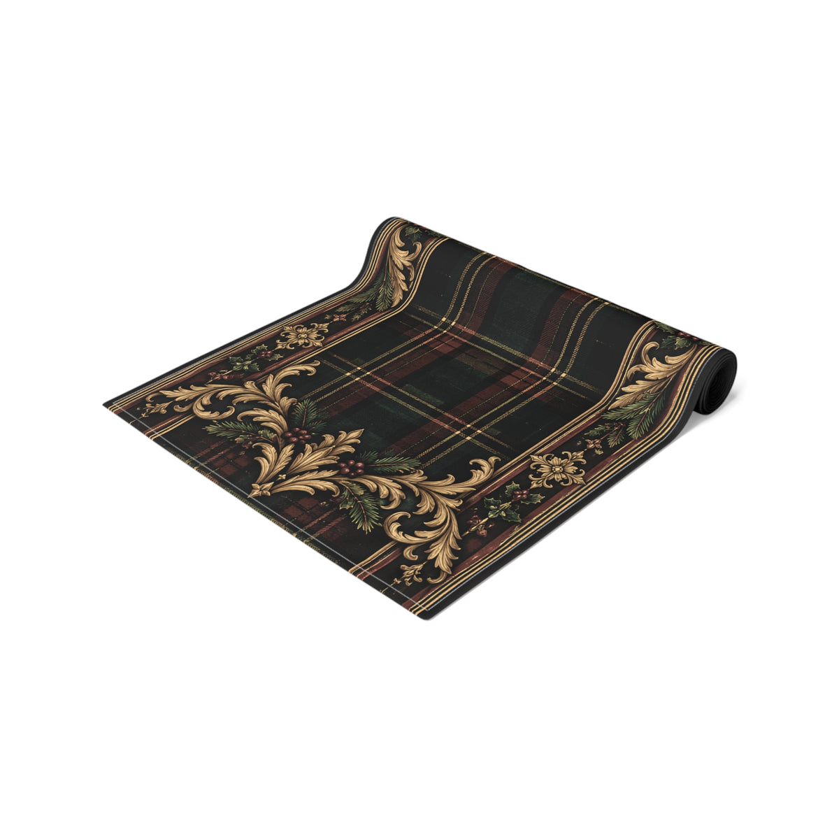 Gallery image 3: Vintage Tartan Plaid Table Runner featuring cotton twill table runner with tartan plaid and vintage flourishes.