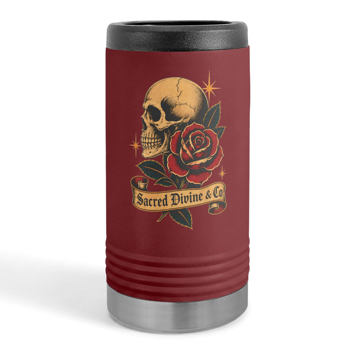 Skull & Rose Slim Can Holder