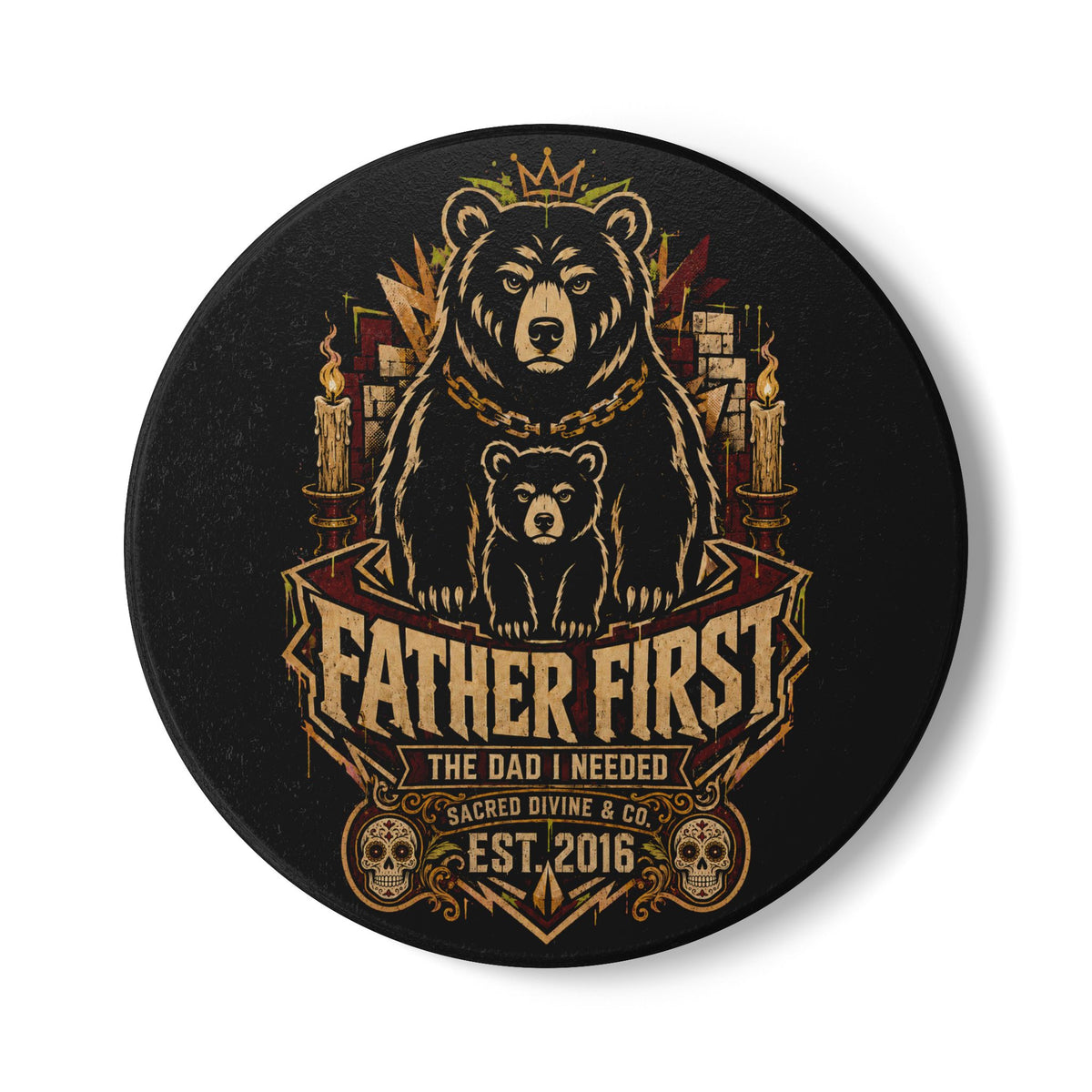 Father First Bear Ceramic Coaster