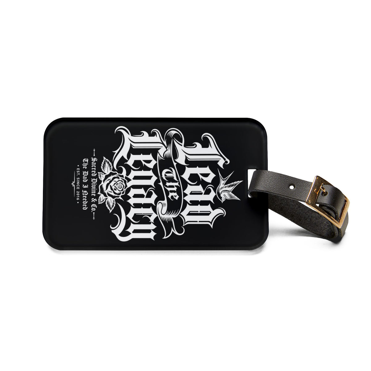 Sacred Divine & Co. Lead the Legacy Luggage Tag — Gothic Script Travel ID