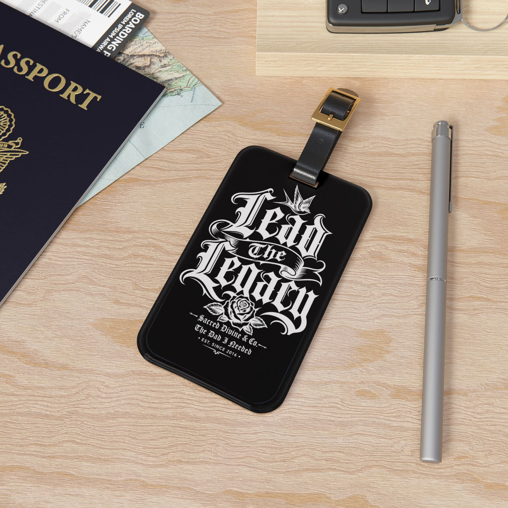 Sacred Divine & Co. Lead the Legacy Luggage Tag — Gothic Script Travel ID