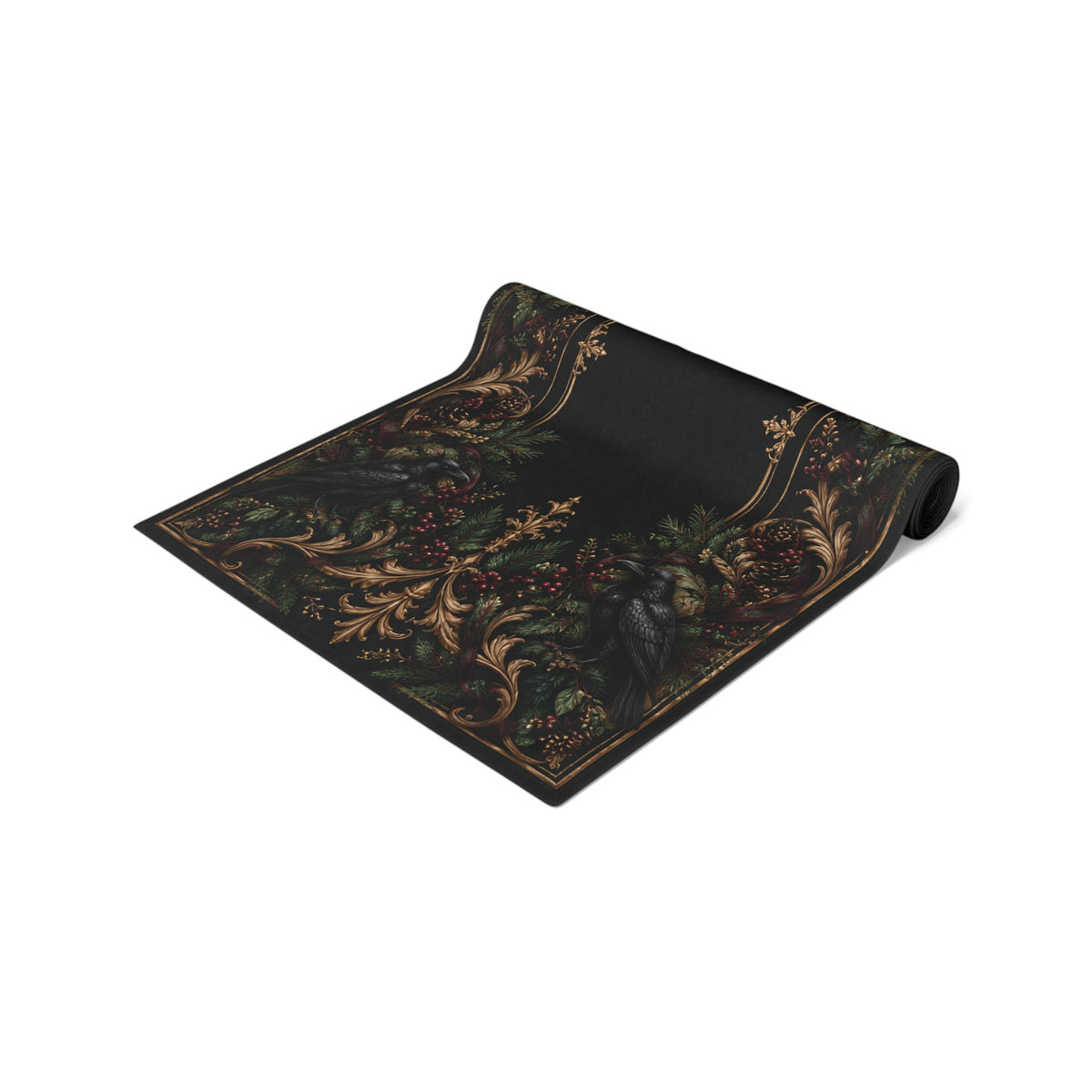 Gallery image 3: Gothic Floral Table Runner — Polyester featuring polyester table runner with an ornate gothic floral design.