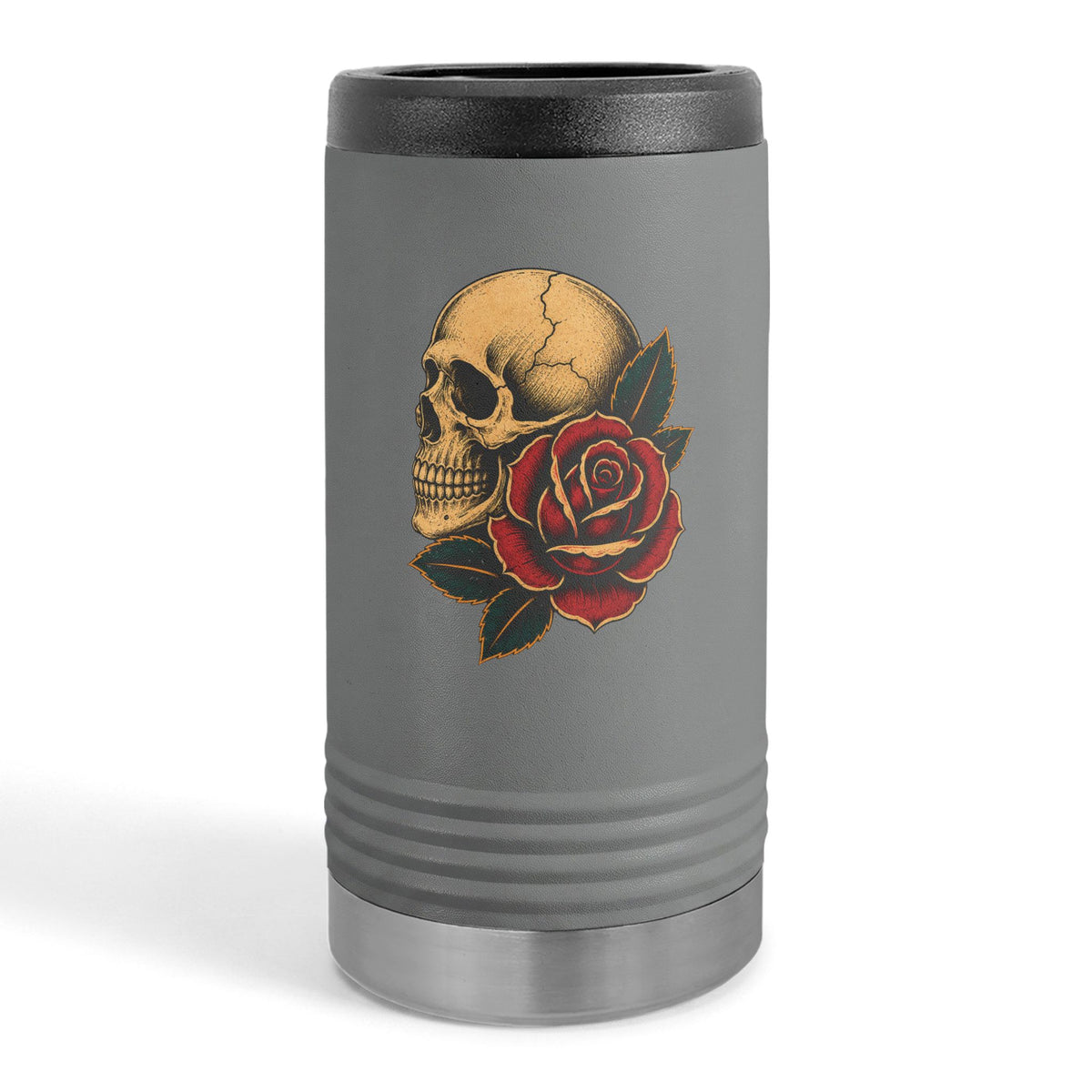 Skull & Rose Slim Can Holder