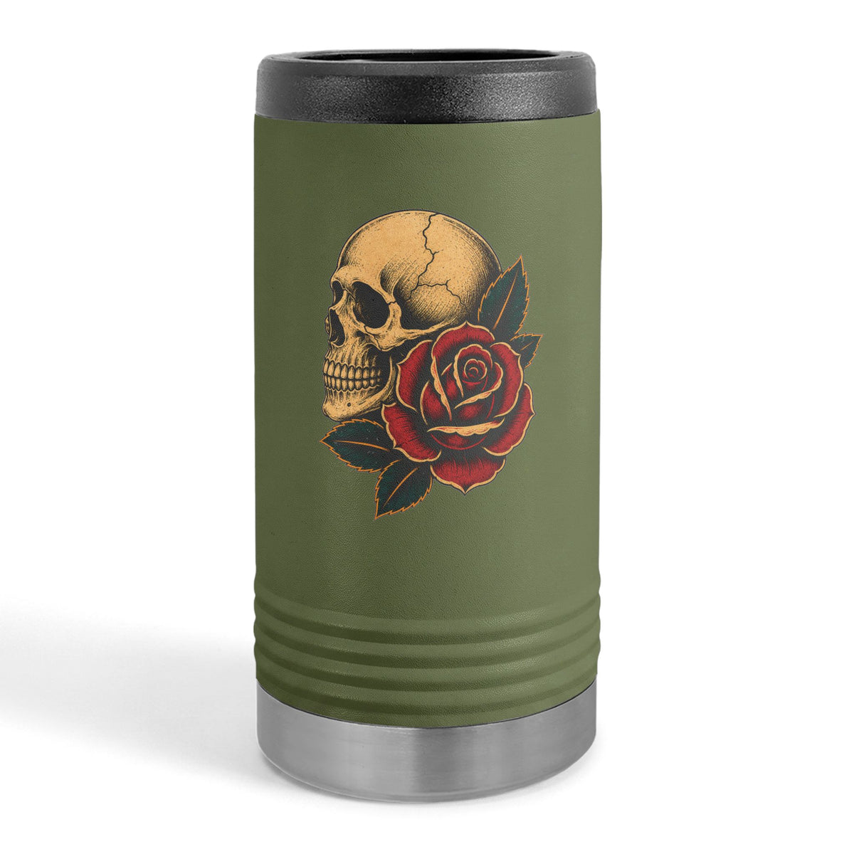 Skull & Rose Slim Can Holder