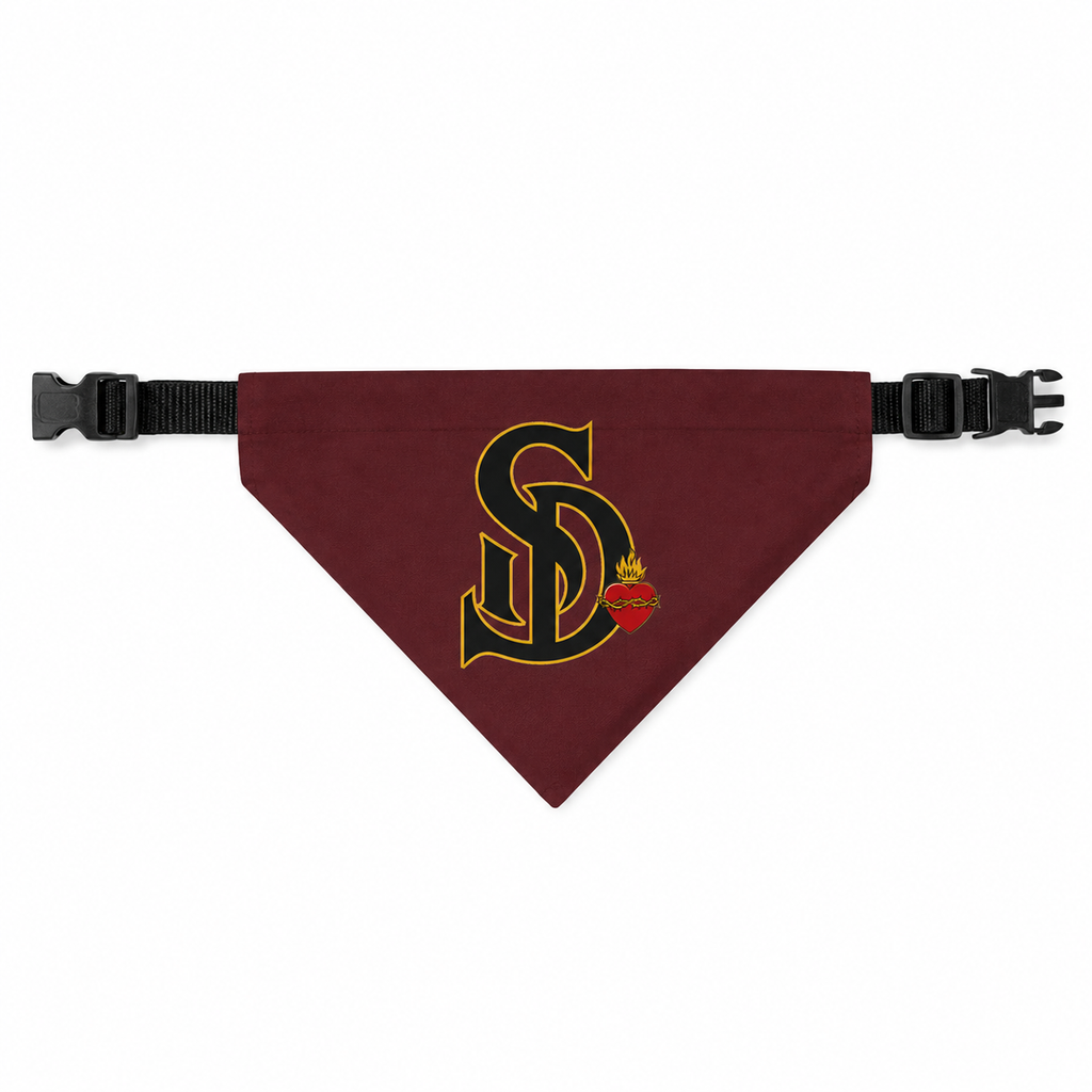 Sacred Divine & Co. SD Monogram Clip-on Pet Bandana — Dark Luxury Dog Accessory