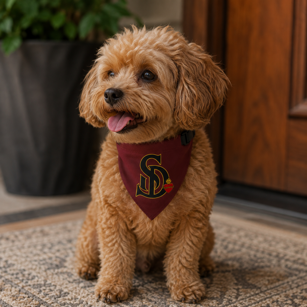 Sacred Divine & Co. SD Monogram Clip-on Pet Bandana — Dark Luxury Dog Accessory