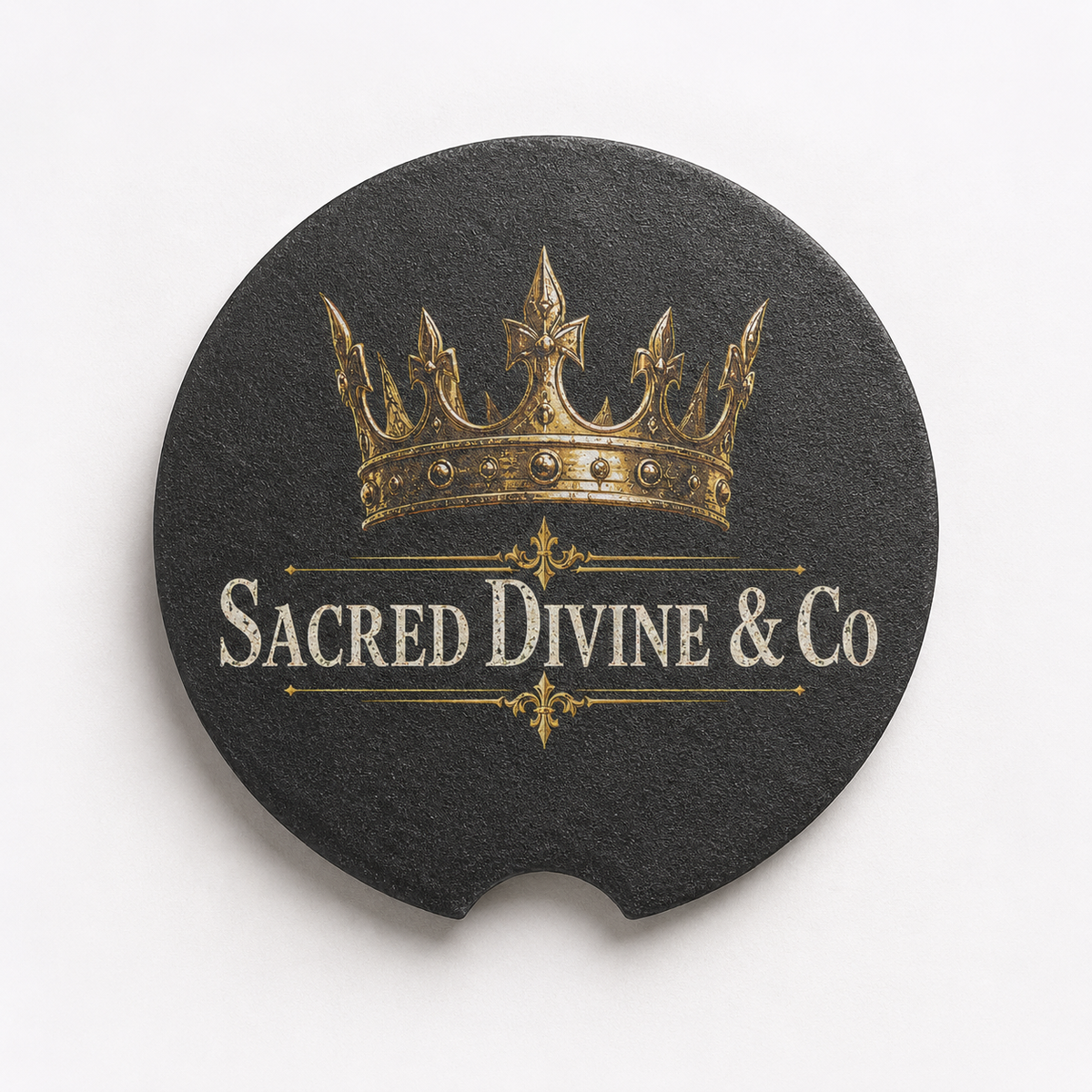 Gold Crown Logo Car Coaster