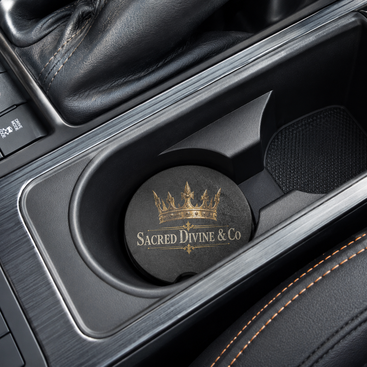 Gold Crown Logo Car Coaster