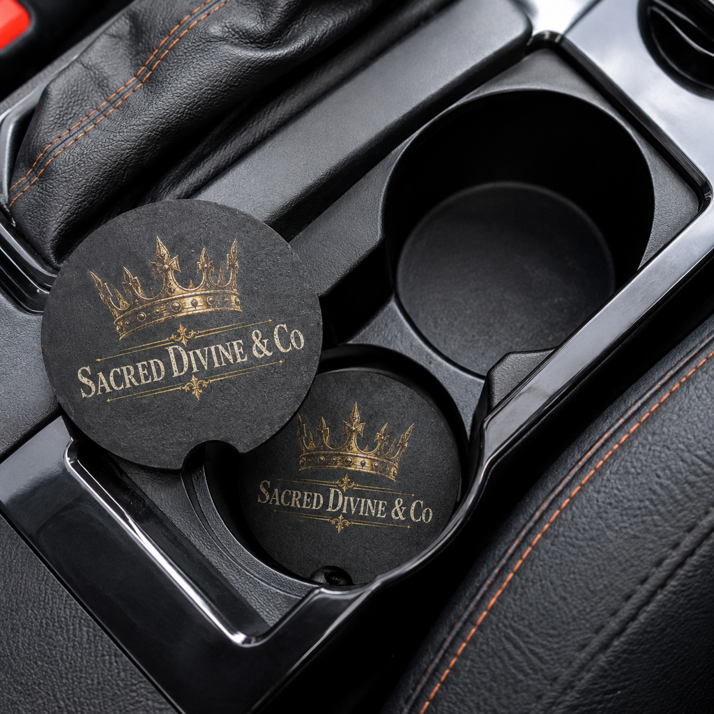 Gold Crown Logo Car Coaster