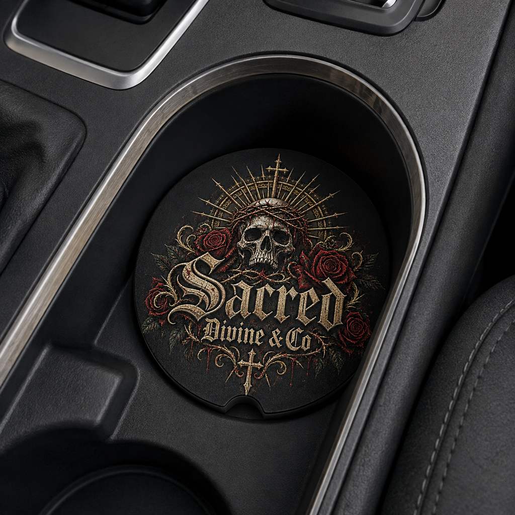 Gothic Skull Crest Car Coaster