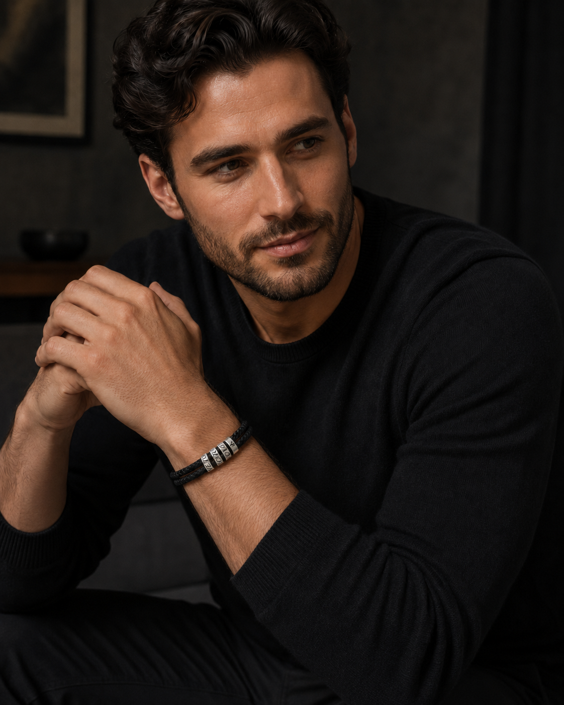 One Day or Day One Engraved Leather Bracelet