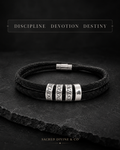 Discipline Devotion Destiny Engraved Leather Bracelet