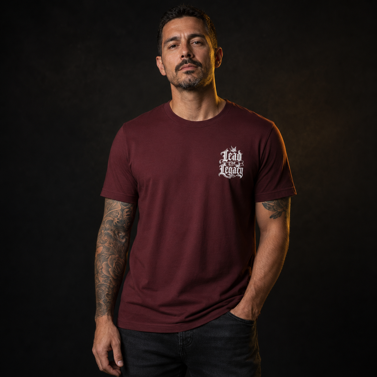 Lead The Legacy Graphic Tee — Vintage Gothic Pocket & Back Print