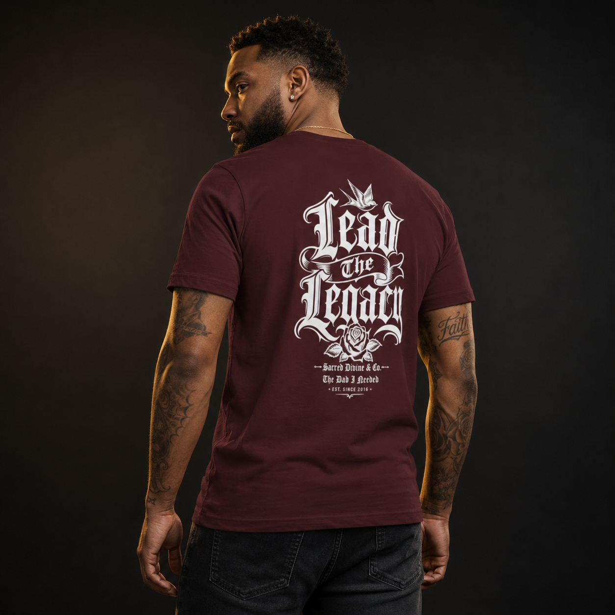 Lead The Legacy Graphic Tee — Vintage Gothic Pocket & Back Print