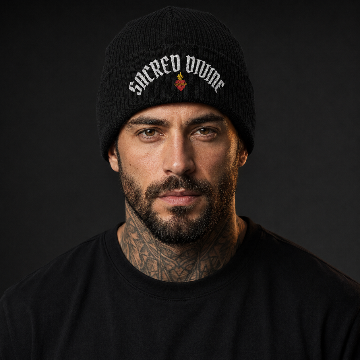 Sacred Divine & Co. Ribbed Knit Beanie – Dark Luxury Headwear