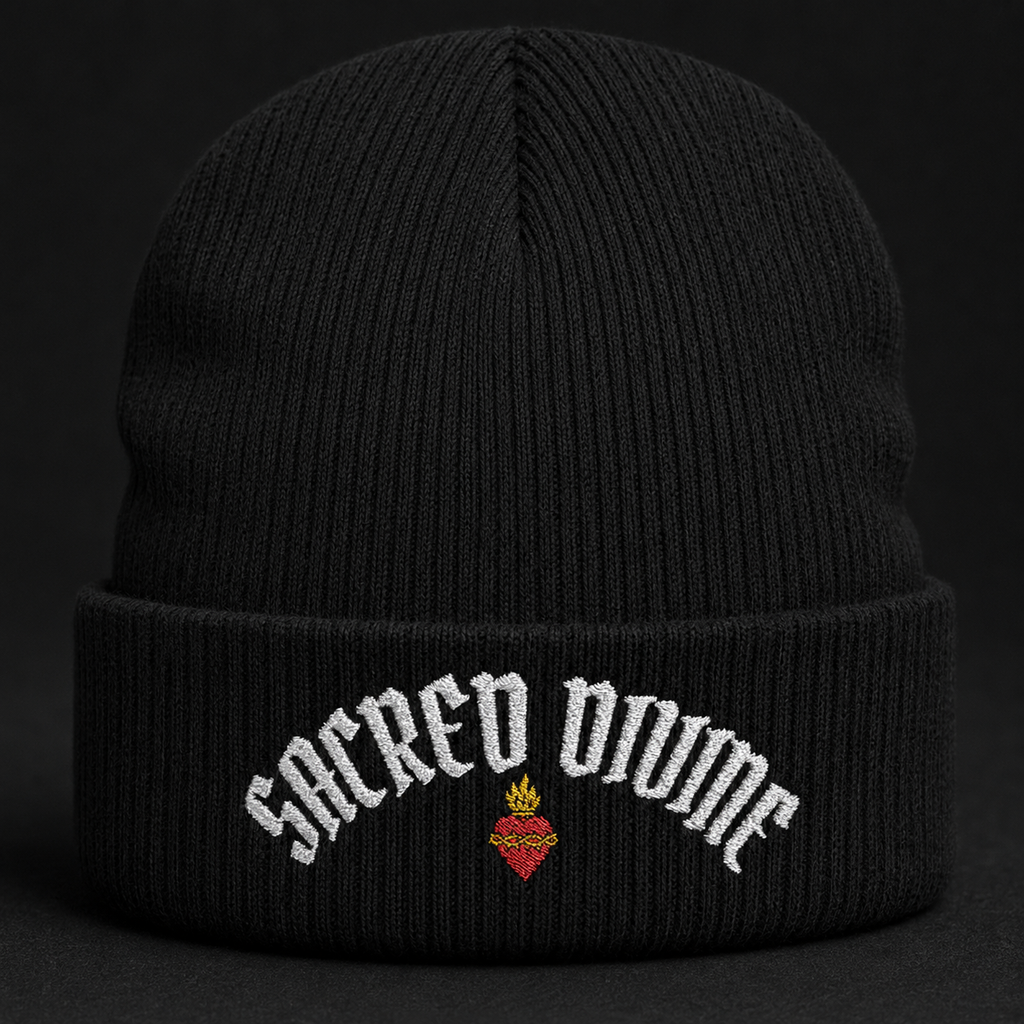 Sacred Divine & Co. Ribbed Knit Beanie – Dark Luxury Headwear